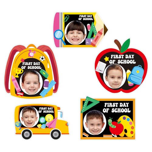 30 Pcs First Day of School Cutouts for Welcome Bulletin Board Decor with Photo Space for DIY Craft Photo Back to School Classroom Party Decoration - color: School