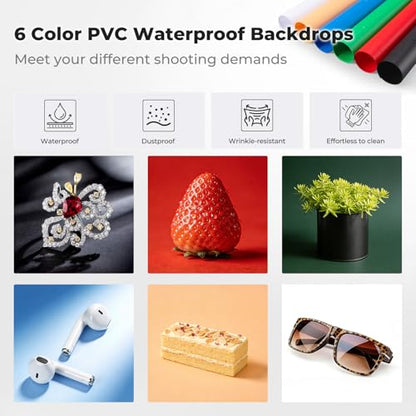 K&F CONCEPT Photo Studio Light Box - 16"x16" Shooting Tent, Light Box Photography with 120 LED Lights & 6 PVC Backdrops for Jewelry, Watch, Cosmetics & Small Product Photography