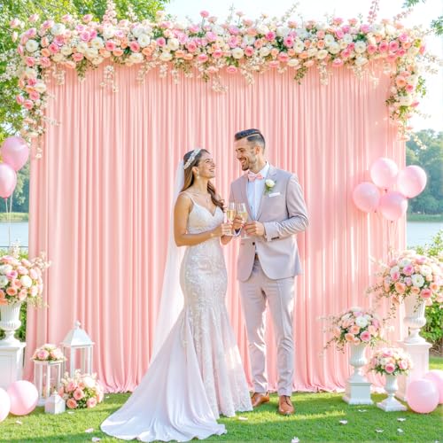 Blush Pink Backdrop Curtain for Parties Baby Shower Wrinkle Free Pink Photo Curtains Backdrop Drapes Fabric Decoration for Wedding Birthday Party 5ft x 7ft,2 Panels - color: Blush Pink, size: 10FTx7FT (W5'xH7', 2 Panels)