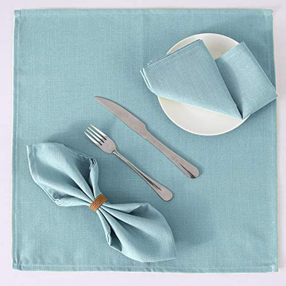 H.VERSAILTEX Cloth Napkins Set of 12 (18" X 18") Linen Textured Dinner Napkins Waterproof Extra Soft Thick Durable Reusable Napkins with Hemmed Edges for Dinners, Weddings and Everyday Use, Aqua - color: Aqua, size: 18" x 18" (Square)