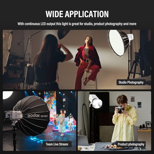 GODOX 3Pack LE300Bi Light Kit, Godox Litemons LE300Bi Video Light with Softbox Light Stand, Bowens Mount, DMX/Bluetooth APP Control, NFC Connection, 2800K~6500K, 58900Lux@1m, CRI/TLCI98, 11 Fx Effects
