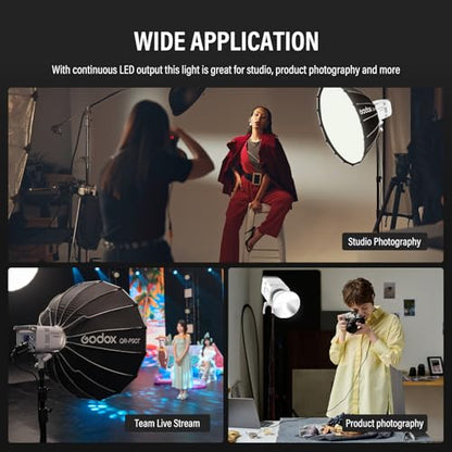 GODOX 3Pack LE300Bi Light Kit, Godox Litemons LE300Bi Video Light with Softbox Light Stand, Bowens Mount, DMX/Bluetooth APP Control, NFC Connection, 2800K~6500K, 58900Lux@1m, CRI/TLCI98, 11 Fx Effects