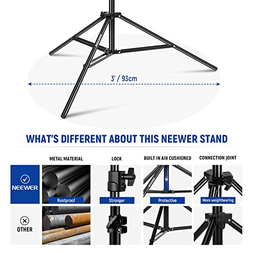 NEEWER 9.8ft/3m Air Cushioned Light Stand, Heavy Duty Metal Photography Tripod Stand with 1/4" to 3/8" Reversible Spigot, 3 Way Mounting Interface & Metal Locking Knobs, Max Load 5.5lb/2.5kg - size: 300cm w/Air Cushioned