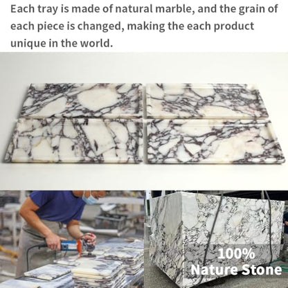 Natural Marble Tray, Coffee Table, Food, Fruit, Paper Cup, Cake Display, Coffee bar, Family Gatherings, Seasonal Holiday Decoration Tray(Viola-rectangle-11 x5 x0.7) - color: Viola-rectangle-11"x5"x0.7"
