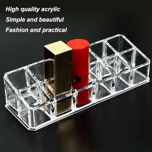 Clear Acrylic Lipstick Lip Gloss Organizer 12 Slots Comestic Display Holder for Nail Polish Essential Oil - size: 12 Spaces