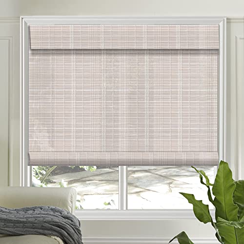 Letau No Drill No Tools Cordless Wood Window Shades Blinds, Bamboo Light Filtering Roller Shades, Color 17 - color: Color 17