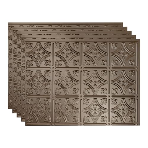 FASÄDE Traditional Style/Pattern 1 Decorative Vinyl 18in x 24in Backsplash Panel in Argent Bronze (5 Pack) - color: Argent Bronze, size: 5 Pack