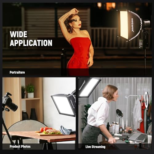NEEWER 15.7"x15.7" Quick Setup Foldable Softbox Square with Diffusers/Honeycomb Grid/Bag, Bowens Mount Compatible with Godox Aputure 120d Continuous Video Lights Q4 Studio Flash Strobes, NS15S