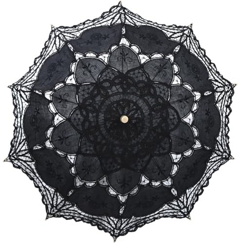 Chinese Japanese Handmade Parasol Umbrella,Asian Decoration DIY Art Dance Classical Umbrella for Wedding Parties Photography Costumes Cosplay(1 PCS) - color: umbrella Lace Black, size: 30.7" Lace Umbrella