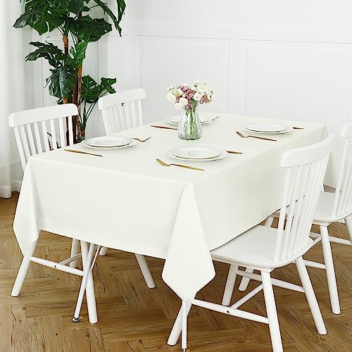 Romanstile 100% Waterproof PVC Tablecloth, Rectangle Oil Spill Proof Stain Resistant Vinyl Table Cloth, Wipe Clean Plastic Table Covers for Kitchen/Dining/Parties - 54 x 78 Inch, Ivory - color: Ivory, size: 54" x 78" (Rectangular)
