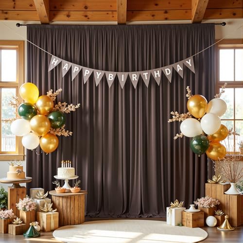 10ftx12ft Brown Backdrop Curtains for Wedding-Wrinkle Free Backdrops Curtain Drapes Fabric Decorations Photo Back Drop Cloth for Baby Shower Photography Stage Reception 2Panels 12ft(H) x 5ft(W) - color: Brown, size: W5' x H12'(2 panels)