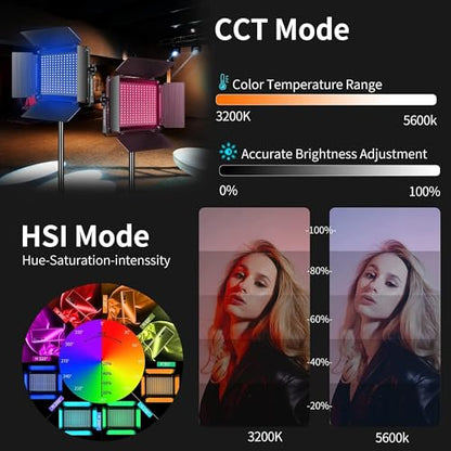 GVM RGB LED Video Light with Bluetooth Control, 880RS 60W Photography Lighting kit Dimmable LED Panel with LCD Screen, 3 Packs Studio Light for YouTube, Streaming, Gaming, 8 Applicable Scenes, CRI97 - size: 3 Packs Without Softbox