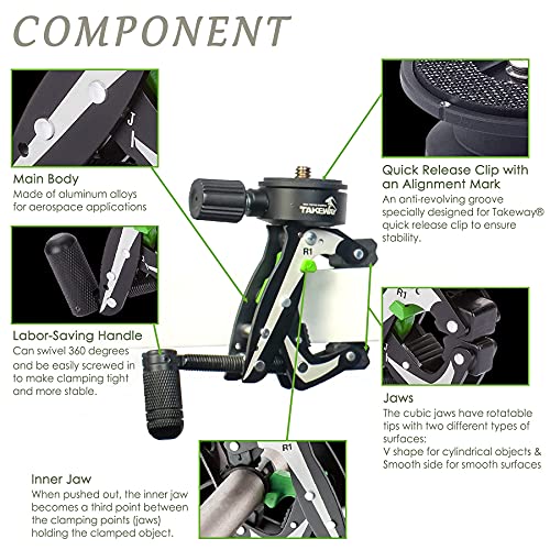 Adjustable Camera Clamp Mount with 1/4 Screew Quick Release Bar Clamp Tabletop C Clampod for Brinno/DSLR/MILC/SLR Camera, and More Action Camera - style: R1