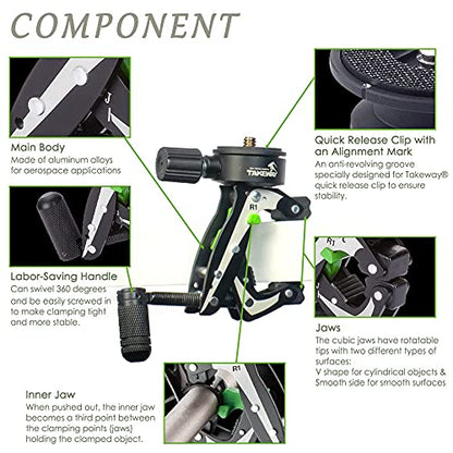 Adjustable Camera Clamp Mount with 1/4 Screew Quick Release Bar Clamp Tabletop C Clampod for Brinno/DSLR/MILC/SLR Camera, and More Action Camera - style: R1