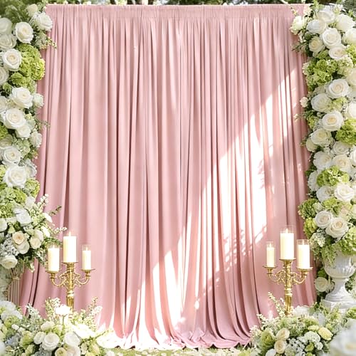 Sugargirl Wrinkle Free Blush Pink Backdrop Curtains Polyester Photo Backdrop Drapes Curtains with Rod Pockets for Party Birthday Wedding Photography Home Decoration(5x8FT, 2 Panels) - color: Blush Pink, size: W5' x H8' (2 panels)