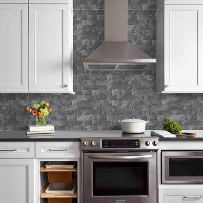 Vamos Tile 100 Pieces Peel and Stick Backsplash Tiles, 3" x 6" PVC Subway Tile, Black Slate Stick on Backsplash Tiles for Kitchen/Bathroom/Fireplace/Laundry/Camper - color: Black Slate
