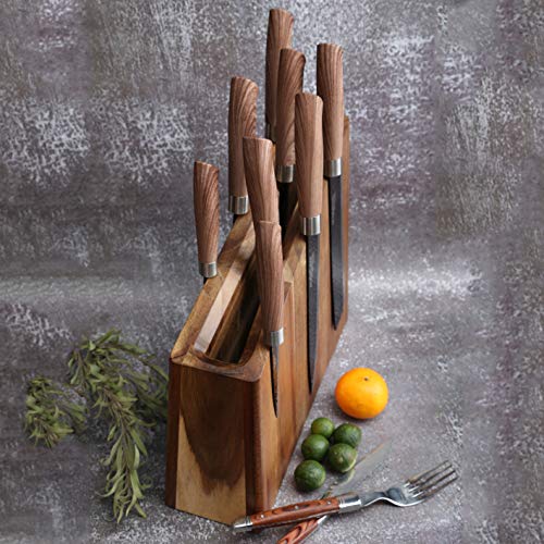 Resafy Magnetic Knife Wooden Block Knife Display Holder Rack Double Side Magnetic Stands with Strong Enhanced Magnets Kinves Strip Magnetic Knife Holder - color: Brown