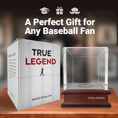 True Legend Baseball Display Case with 95%+ UV Protection: Premium Baseball Holder with Thick Acrylic Polished Edges - Perfect Display Stand for Sports Memorabilia Collectors