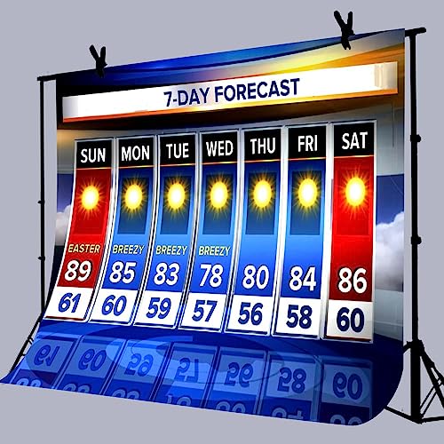 Weather Forecast Backdrop 10x7ft Seven-Day Broadcast Sunny Day Photo Background Business Study Portrait Studio Prop Wallpaper BJMYLU449 - size: vinyl-10x7ft