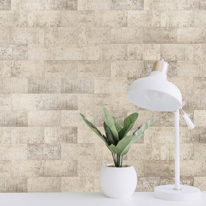 Art3d 102-Piece Peel and Stick Wall Tile for Kitchen Backsplash, Bathroom, Fireplace, 3in. × 6in. Stick on Subway Tile Stone Beige - color: Stone Beige