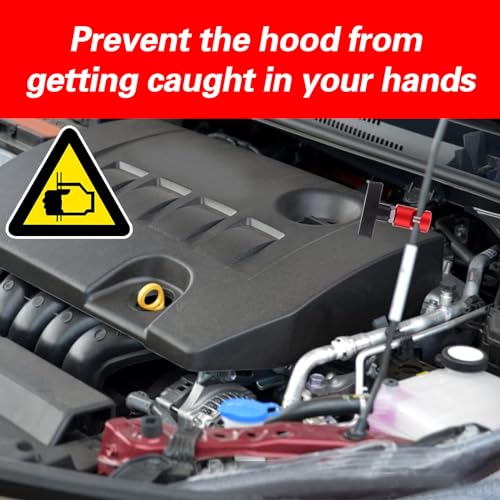 Pack-2 Car Hood Prop Rod, Durable Anti-Slip Vehicle Engine Hood Support Rod Retainer, Aluminum Alloy Engine Hood Pillar Fixing Tool, Universal Automotive Lifting Rod Anti-Pinch Device (Red)