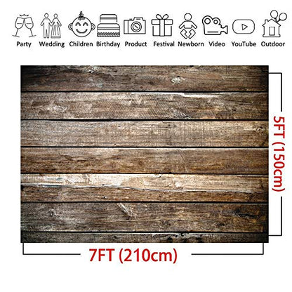 7x5ft Rustic Photography Backdrop Brown Wood Background Photo Backdrop Newborn Kid Baby Bridal Shower Banner Photoshoot Portrait Studio Props A079
