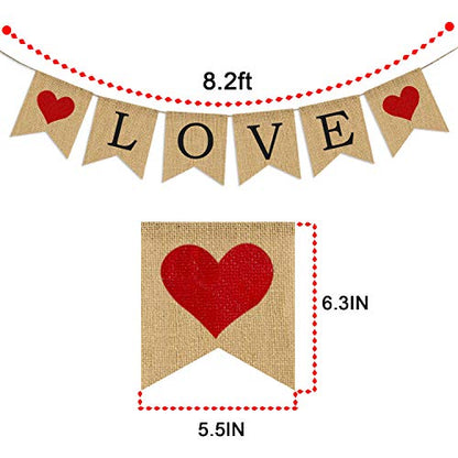 LOVE Burlap Banner | Valentines Day Decorations | Valentines Garland | Valentine Photo Props | Engagement Banner Decorations | Wedding Banner Decorations | Anniversary Banner Decorations