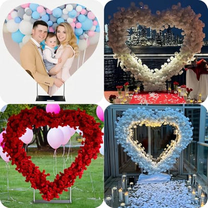 Heart Arch Stand, Heart Shaped Wedding Arch Fake Flowers, 5d Rose and Hydrangea Flower Backdrop, for Wedding Ceremony and Party Decoration,2.4×2.4m/8×8ft - size: 2.4×2.4m/8×8ft