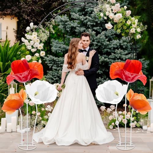 Giant Flower Stand Kit - 3 Pcs 78.7 Inch White Flexible PVC Pipe & Sturdy Flower Pole Display Stand Base for Large Floral Decor, Wedding Backdrops, Balloon Arches, DIY Crafts (Includes Scissors) - color: white（1）