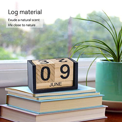 Notakia Wooden Gaobei Desk Blocks Calendar Perpetual Block Month Date Display (Large Black Wood Color) - color: Black Wood Large