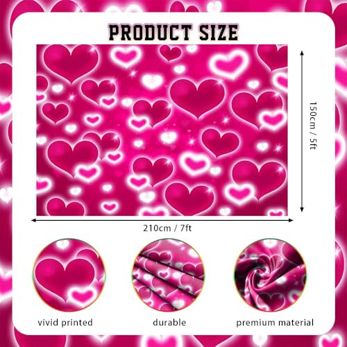 AIBIIN 7x5ft Hot Pink Heart Backdrop Valentine's Day Early 2000s Sweetheart Photography Background 2000s Love Hearts Y2k Valentines Day Birthday Party Decorations Banner Photo Props - color: Hot Pink, size: 7x5ft