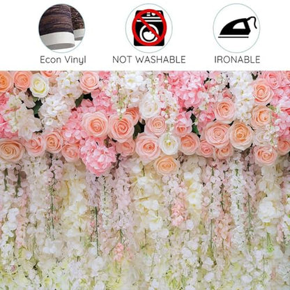 5x4ft Pink Rose Flower Wedding Photography Backdrop Spring Floral Photography Backdrop Valentine's Day Mother's Day Girl Birthday Baby Shower Wedding Bridal Party Banner Photo Booth Props Background - color: Multi9, size: 5X4FT