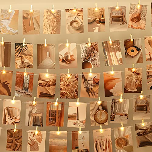 LUSHARBOR Photo Clips String Light,33FT Fairy Lights with 51 Clips, Battery Operated String Lights with Clips for Pictures, Room Decorations for Dorm Wall Bedroom Wedding Christmas Tree(Plating Clips) - color: Plating Clips, size: 33FT