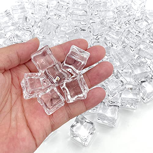 Fake Ice Cubes, 50 PCS 0.8" Fake Ice, Artificial Acrylic Crystal Diamonds for Vase Fillers, 20 mm Plastic Ice Cubes for Party, Wedding - color: 20 MM-50PCS