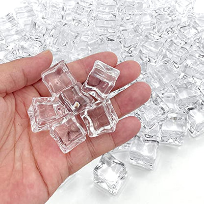 Fake Ice Cubes, 50 PCS 0.8" Fake Ice, Artificial Acrylic Crystal Diamonds for Vase Fillers, 20 mm Plastic Ice Cubes for Party, Wedding - color: 20 MM-50PCS