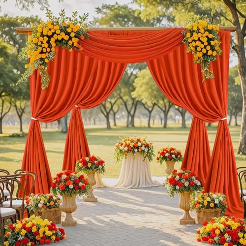 Rust Backdrop Curtains 20ft x 8ft Photo Background Polyster Drapes for Birthday Party Home Wedding Ceremony Stage Decorations - color: Rust, size: 5ft x 8ft 4 Panels
