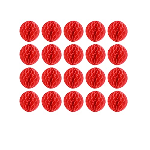 20pcs Honeycomb Decoration - Paper Flower Balls, Tissue Pom Poms for Birthday Wedding Home Decor (3inch, Red) - color: Red, size: 3 Inch