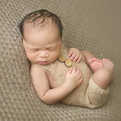 Zeroest Baby Photography Props Boy Girl Photo Shoot Outfits Newborn Crochet Infant Knitted Clothes Mohair Outfit - color: Beige