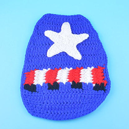 Pinbo Newborn Baby Boys Photography Prop Crochet Knitted Hat Cape Blue