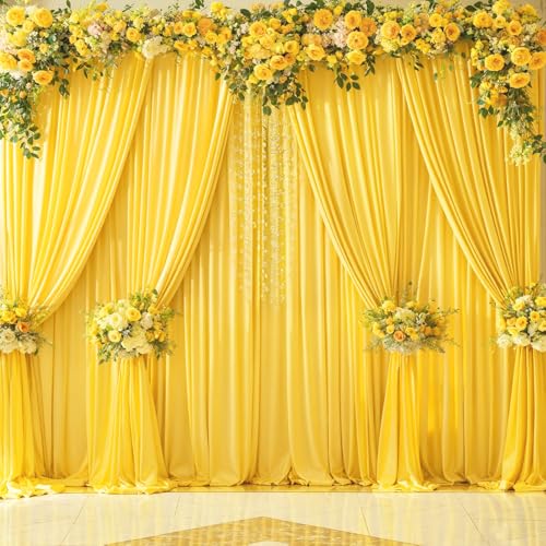 20ft x 10ft Yellow Backdrop Curtains Panels for Parties Wrinkle Free Fabric Backdrop Drapes Decorations Cloth for Baby Shower Birthday Party Photography Photoshoot Background Curtain - color: Yellow, size: W5' x H10'(4 panels)