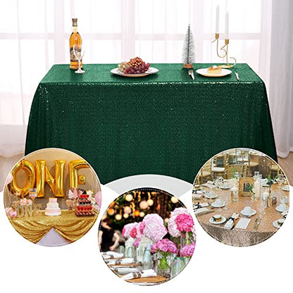 Nanbowang Dark Green Art Deco Sequin Rectangular Tablecloth - 50"x50" - Perfect for Parties & Formal Events - size: 50" x 50" (Square)