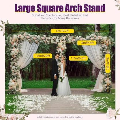 10x20ft Heavy Duty Backdrop Stand, Pipe and Drape Backdrop Stand, Square Wedding Party Backdrop Stand Pipe Kit for Wedding Christmas Party Celebration Photography Baby Shower, Silver