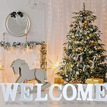 AOCEAN 6 Inch White Wood Letters - Unfinished Wood Letters for Wall Christmas Decor Standing Letters Slices Sign Board Decoration for Xmas Home Party Projects (R) - style: R
