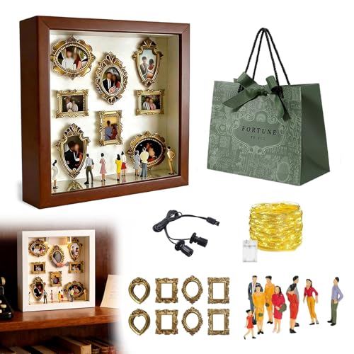DIY Mini Museum Silhouette Box – 2026 New Mini Museum Kit with Figurines & Lights, Personalized DIY Photo Family Memory Display Case Frame, Celebrate Your Unique Memories in Style (C) - color: C