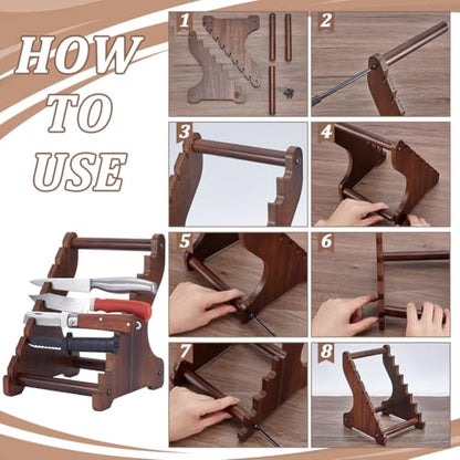 UNICRAFTALE Wood Knifes Display Stand Camel 8 Tier Knifes Block Blade Collection Display Holder Knifes Storage Rack Wooden Display Case for Knifes Collection Display Home Decoration 7.09"x6.5"x9.06"