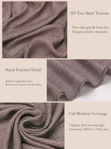 Lightweight Cotton Linen Feel Scarf Shawl Wrap Hijab for Women, Travel Fall Winter Gift - color: Mcspz2530-5#mocha