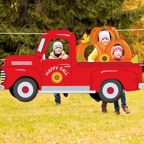 Thanksgiving Photo Prop Photography Pumpkin Photo Backdrop Banner Fall Harvest Party Decoration Truck Background for Autumn Festival Friend Giving Birthday Party Favors Supplies(40 x 74.8 Inch)