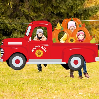 Thanksgiving Photo Prop Photography Pumpkin Photo Backdrop Banner Fall Harvest Party Decoration Truck Background for Autumn Festival Friend Giving Birthday Party Favors Supplies(40 x 74.8 Inch)