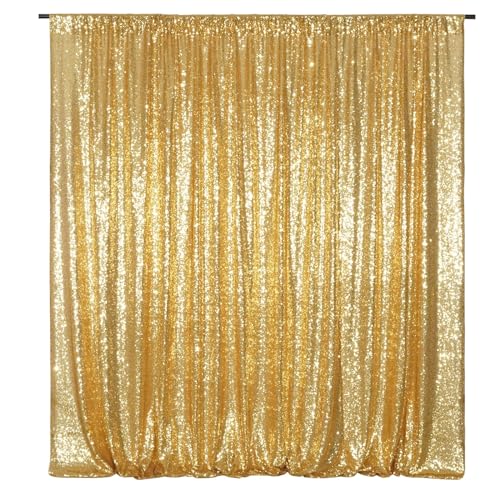 Poise3EHome Gold Sequin Backdrop, 6FT x 8FT Glitter Curtain for Weddings, Parties, Photo Booth Decor - color: Golden, size: 6x8 ft