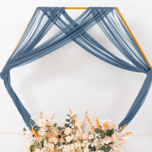 MLMC Dusty Blue Wedding Arch Draping Fabric 1 Panel 29" x 20 FT Extra Long Gauze Drapes Sheer Backdrop Curtains 6.6 Yards Outdoor Drapery Panels for Wedding Bridal Shower Party Ceiling Decoration - color: Dusty Blue